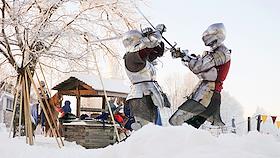 Рождественские гуляния, поединок рыцарей в посёлке Усть-Ижора