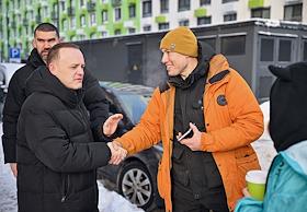 Заместитель председателя Государственной думы России, единый кандидат в президенты России от партии 'Новые люди' и 'Партии роста' Владислав Даванков во время встречи с жителями Красногорска