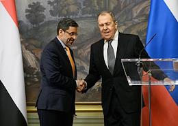 Negotiations between Russian Foreign Minister Sergei Lavrov and Yemeni Foreign Minister A. Ben Mubarak at the Reception House of the Russian Foreign Ministry