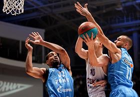 VTB United Basketball League 2023/2024. The match between the teams 'Zenit' (St. Petersburg) - CSKA (Moscow) at the Arena concert and sports complex
