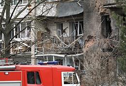 Consequences of a drone (UAV) hitting house No. 161 on Piskarevsky Prospekt and an explosion