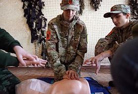 Tactical medicine competition. Training in cases of first aid in case of shelling of a city, terrorist attack or combat injury