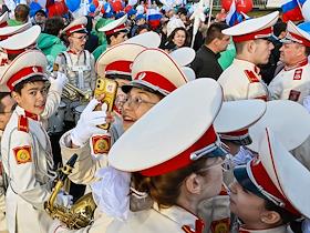 Solemn procession “Time for Russia! Time forward!' at VDNH dedicated to Cosmonautics Day
