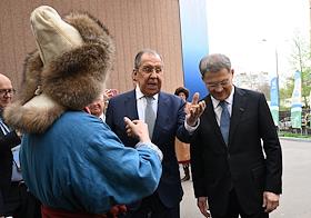 Russian Foreign Minister Sergei Lavrov at the presentation of the Republic of Bashkortostan at the Cultural Center under the Russian Foreign Ministry