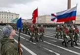 The first consolidated rehearsal of the parade dedicated to the 79th anniversary of Victory in the Great Patriotic War on Palace Square