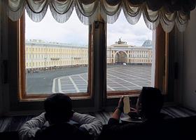 The first rehearsal of the Victory Parade for the 79th anniversary of the victory in the Great Patriotic War on Palace Square