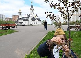 Посадка деревьев в память о погибших в Доме профсоюзов в городе Одессе, а также бойцов специальной военной операции (СВО), в рамках Международной акции 'Сад памяти' в Ландшафтном парке 'Митино'