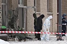 Место взрыва около жилого дома на Рязанском проспекте, в результате которого погиб начальник войск радиационной, химической и биологической защиты (РХБЗ) ВС России Игорь Кириллов