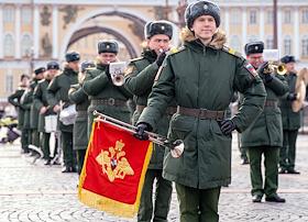 Первая репетиция сводного военного оркестра на Дворцовой площади
