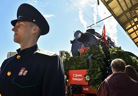 Акция 'Эшелон Победы', посвященная 80-летию Победы в Великой Отечественной войне, на вокзале в Красноярске