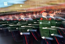 Репетиция военного парада, посвященного 80-й годовщине Победы в Великой Отечественной войне, на проспекте имени Газеты 'Красноярский Рабочий' в Красноярске