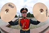 The solemn ceremony of raising the national flag of the Russian Federation at the Victory Museum