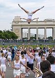 Festival 'Times and Epochs'. Reconstruction of the parades of athletes that took place in the USSR, in the Gorky Central Park