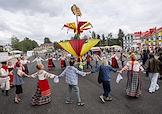 Vepsian holiday 'Tree of Life' on the main square of the village of Vinnytsia in the Leningrad region