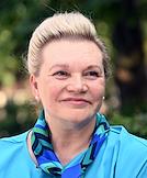 Gynecologist Lyubov Erofeeva during an interview in the park on Tulskaya near the monument to Daniil Moskovsky