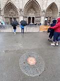 The Point zéro of all roads in France in front of the Notre-Dame de Paris