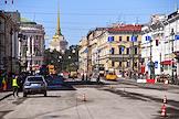 Repair works on the roadway of Nevsky Prospect
