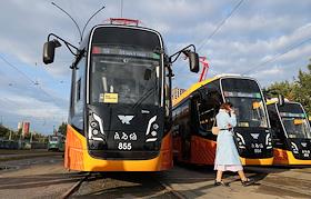 Презентация новых трёхсекционных трамваев, закупленных для Екатеринбурга в рамках транспортной реформы, в Западном трамвайном депо, в Екатеринбурге