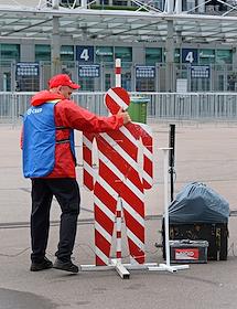 Финал соревнований по скоростному маневрированию на пожарных автомобилях 'Трасса 1' у 'Газпром Арены'