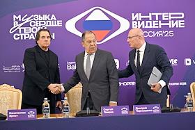 Пресс-конференция по тематике подготовки и проведения Международного музыкального конкурса 'Интервидение', в Особняке МИД России