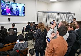 Оглашение приговора фигурантам уголовного дела об убийстве байкера из-за замечания о парковке Шахину Аббасову, Нахиду Гусейнову, Назими Аббасову и Бахтияру Аббасову, в Мосгорсуде