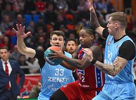 Единая лига ВТБ по баскетболу. Матч между командами ЦСКА (Москва) - 'Зенит' (Санкт-Петербург) на стадионе 'Мегаспорт'