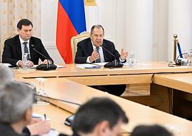 Совместное заседание коллегий МИД России и Белоруссии с участием Министров иностранных дел Сергея Лаврова и Максима Рыженкова в Доме приёмов МИД РФ