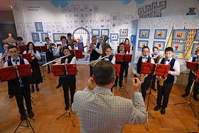 Церемония открытия выставки 'Мы к вам заехали на час...', посвященная 90-летию со дня рождения композитора Геннадия Гладкова, в Российском национальном музее музыки