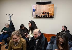 Оглашение приговора бывшему заместителю министра обороны России Павлу Попову, обвиняемого в хищении 30 млн рублей из бюджетных средств во время строительства столичного парка 'Патриот', в 235-ом гарнизонном военном суде