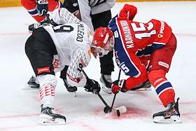 Континентальная Хоккейная Лига (КХЛ). Плей-офф 1/4 финала Кубка Гагарина. Матч между командами ЦСКА (Москва) - 'Авангард' (Омск) на стадионе 'ЦСКА Арена'