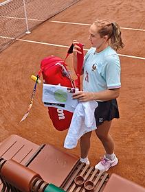 Тренировка российской теннисистки Мирры Андреевой на теннисном турнире Roland Garros