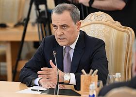 Встреча Министра иностранных дел России Сергея Лаврова с министром иностранных дел Азербайджана Джейхуном Байрамовым в Доме приемов МИД России