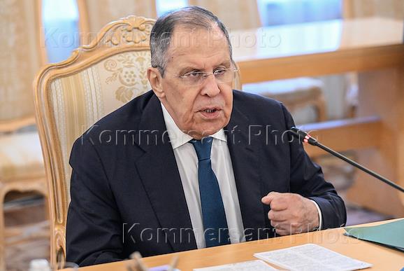 Встреча Министра иностранных дел России Сергея Лаврова с министром иностранных дел Азербайджана Джейхуном Байрамовым в Доме приемов МИД России