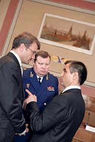 Заседание с участием Генерального прокурова России Владимира Устинова, министра экономического развития и торговли России Германа Грефа и министра МВД Рашида Нургалиева