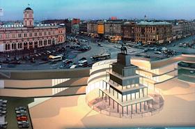 11-й Международный Экономический Форум. Макеты крупных архитектурных проектов Петербурга; Балтийская жемчужина, Площадь восстания, Мариинский театр, Новая Голандия