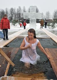 Празднование православного празника Крещение в Москве