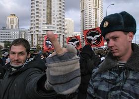 Акция 'Русский марш' у станции метро 'Люблино'