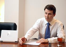 Президент компании 'Комстар Объединенные ТелеСистемы (ОТС)' Сергей Приданцев в офисе компании