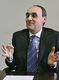 Генеральный директор ОАО 'Энергостройинвест-Холдинг' Игорь Ярославцев во время интервью в БЦ 'Верейская Плаза'