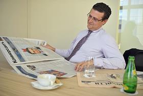 Владелец компании Nordic Yards Виталий Юсуфов во время интервью в офисе компании