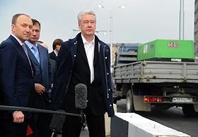 Осмотр мэром Москвы Сергеем Собяниным эстакады на пересечении Волоколамского шоссе и Ленинградского проспекта

