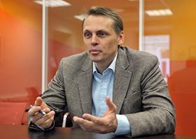 Президент Ассоциации российских членов Europay (АРЧЕ) Андрей Королев во время интервью