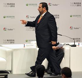 Председатель Правительства РФ Владимир Путин на Форуме Россия 2012, Тройка Диалог в Московском международном Доме музыки.
