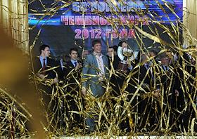 Чествование хоккеистов сборной России на Манежной площади