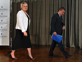 П/к и.о. руководителя Управления Росреестра по Московской области Н. Кожевниковой и руководителя Управления Росреестра по г. Москве С. Денисенко на тему 'Большая Москва: присоединение новых территорий' в  пресс-центре 'Российской газеты'.
