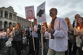 Акция памяти погибших журналистов, приуроченная к годовщине исчезновения журналиста Георгия Гонгадзе