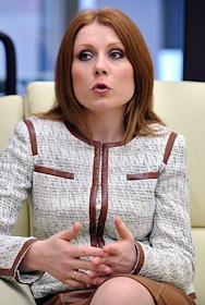 Президент 'Европейской Медиа Группы' (радио 'Европа Плюс', 'Ретро FM'  и др.) Екатерина Тихомирова во время интервью