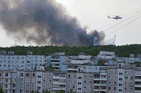 Пожар на рынке Мельница из окна