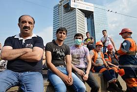 Пожар на улице Золоторожский вал,рядом со станцией метро Площадь Ильича