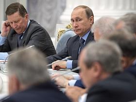 Заседание Совета при Президенте по науке и образованию на тему «Новые вызовы и приоритеты развития науки и технологий в Российской Федерации» с участием президента России Владимира Путина в Екатериненском зале Сенатского дворца Кремля